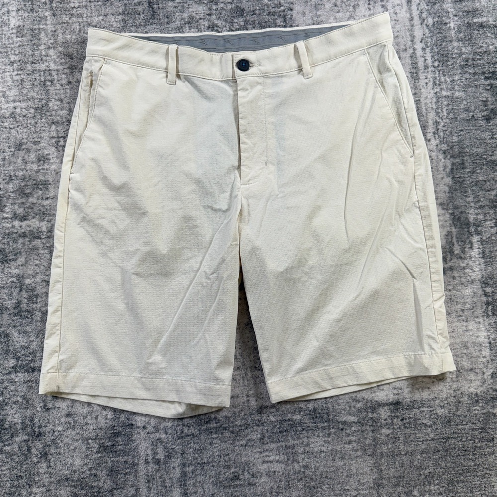 Tommy Bahama Chip Shot Golf Shorts Mens 34 Cream Performance Ripstop Chino